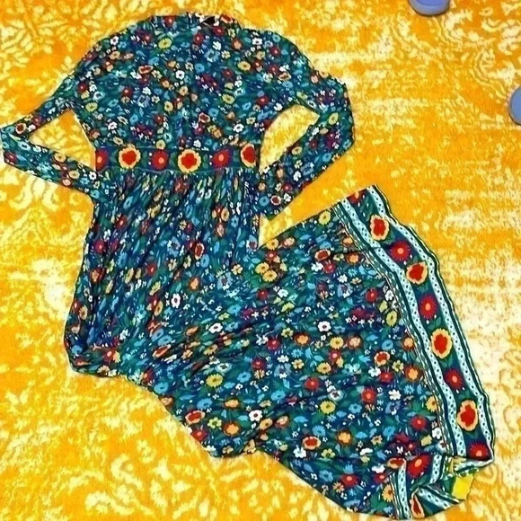 Fashioned by Patty vintage 60s polyester floral silky maxi dress small - Picture 1 of 5